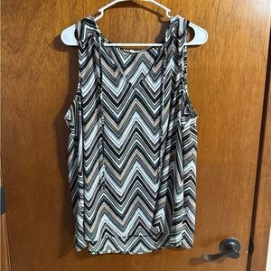 Maurices Black, White, and Tan Chevron Tank Top